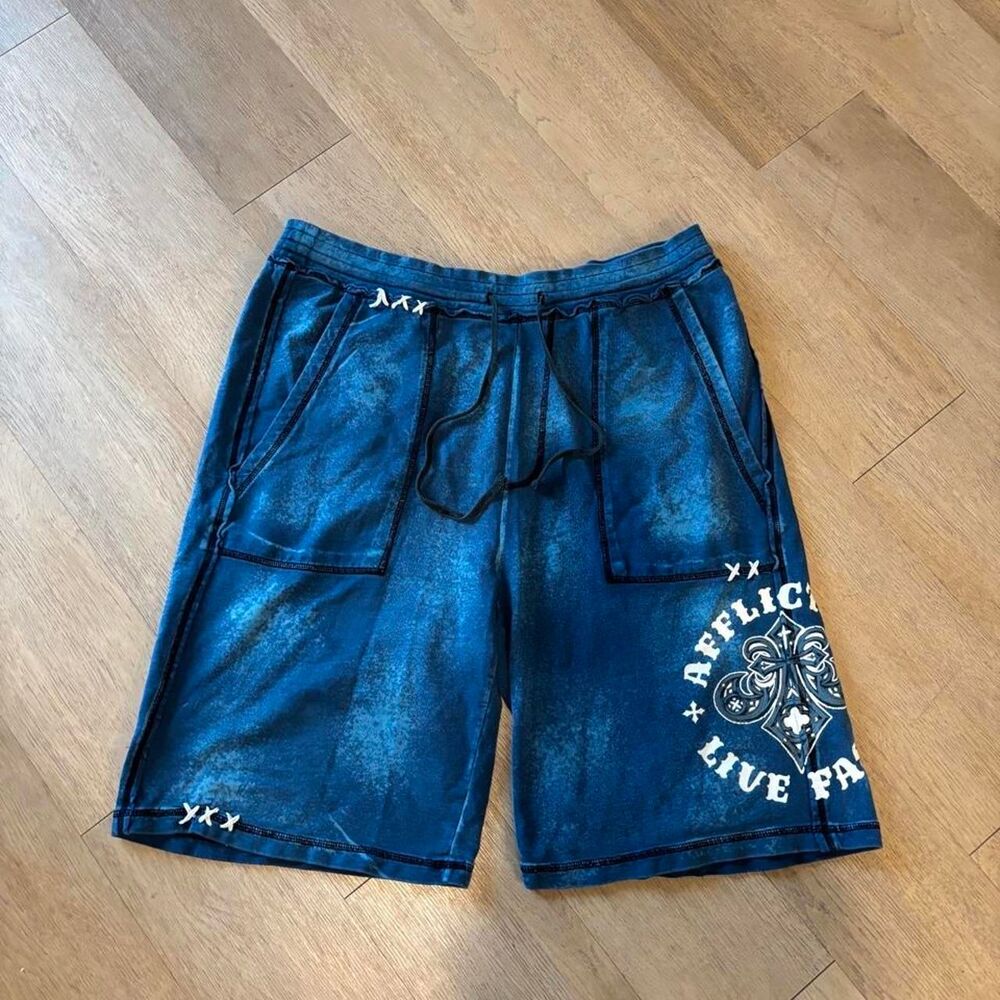 Affliction Men's Blue and Navy Shorts